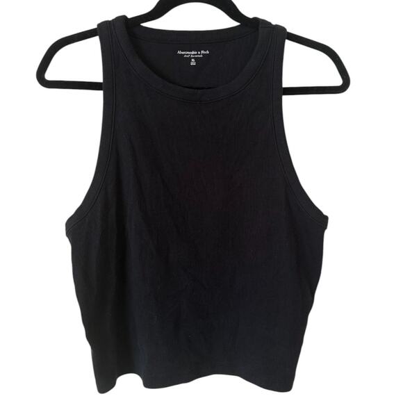 Abercrombie and Fitch Essentials Black Ribbed Crewneck Basic Classic Tank Top-XL - Picture 1 of 4